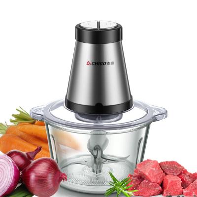 China 2L Mini Commercial Electric Food Cleaver Food Processor Chop Meat Food Processor Vegetable Glass Bowl Mini Chopper for sale