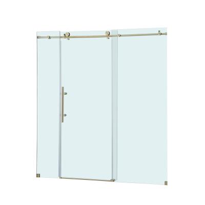 China Factory direct sale modern high quality tempered glass frameless gold sliding shower door for sale