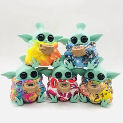 China Contemporary Hot Selling Silicone Pipe Baby Yoda Silicone Hand Pipe Accessories Hand Pipe With Glass Bowl Smoking Smoke for sale