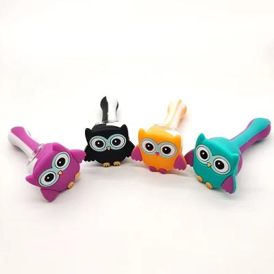 China Silicone Smoking Pipe Coastal Owl Cartoon Water Silicone Smoke Pipe Set Tobacco Pipe Wholesale Set for sale