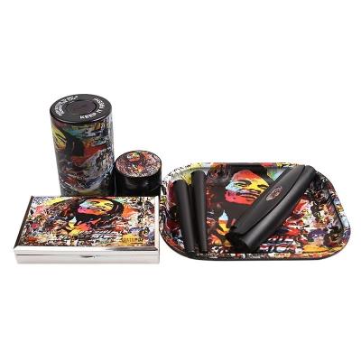 China Coastal Wholesale Smoking Set Smoking Tray Combo Kit With Gift Box Metal Rolling Accessories 6 Pcs for sale