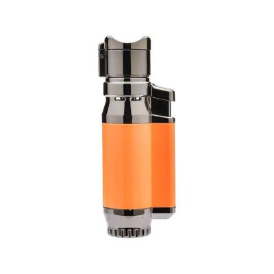 China Minimalist Wholesale custom inflatable torch lighter quadruple jet flame cigar lighter New Design Metal refillable gas lighter for sale