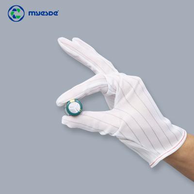 China Light Industry Cleanroom Lint Free ESD Polyester White Anti-Static Stripe Working Electro Static Dissipative Gloves elect. for sale