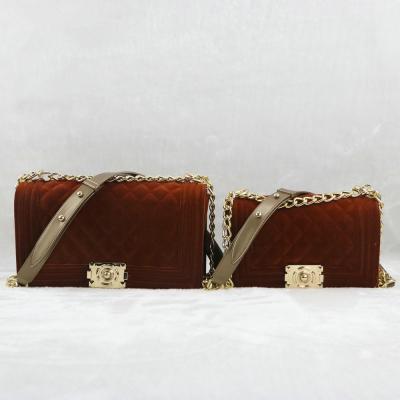 China Fashoion 2021 new hot sale wholesale Christmas style velvet woman handbags shoulder purses ready to ship for sale