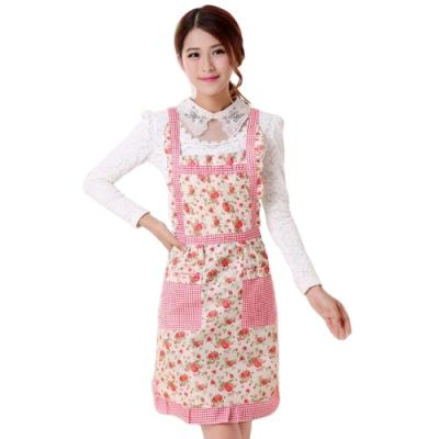 China Cleaning Pockets Waterproof Plaid Print Kitchen Double Layer Anti-oil Aprons Kitchen Cooking Thick Cloth for sale