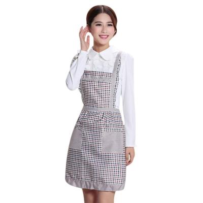 China Cleaning Kitchen Cooking Thick Cloth Plaid Print Kitchen Double Layer Anti-oil Waterproof Aprons for sale