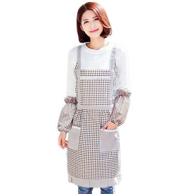 China Cleaning Kitchen Cooking Thick Cloth Plaid Print Kitchen Double Layer Anti-oil Waterproof Aprons for sale