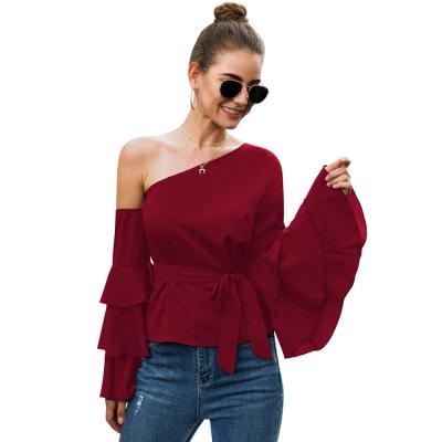 China Elegant anti-pilling clothing tops ladies latest full design long sleeves women ladies blouses and tops for sale