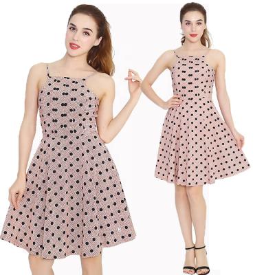 China Wholesale Bulk Anti-Static Women Fashion Dot Dresses Casual Dress Ladies Office Wear Summer Sleeveless Mini Dress for sale