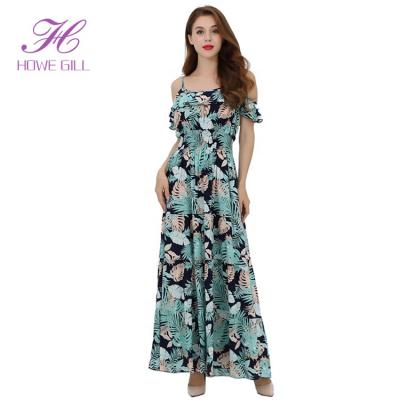 China 2019 antistatic vestidos de mujer new off the shoulder long Maxi Beach Dress for sale