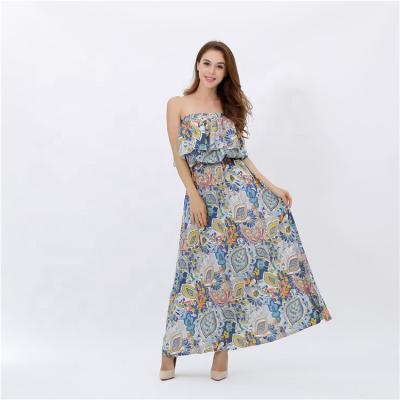 China Anti-Static Resort Wear Casual Women One Piece Long Maxi Dresses Summer Boho Off Shoulder Beach for sale