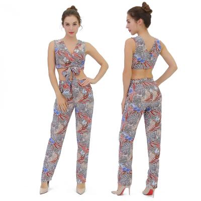 China Hot Sale Anti-static Bowknot Tube Top Fit Bow Tie Waist And Tight Two Piece Long Pants Overalls Rompers Women for sale