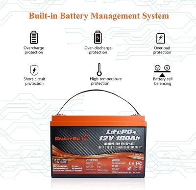 China Boat LiFePO4 battery, 100A built-in BMS, 12V 100Ah lithium iron phosphate battery perfect to replace SLA home energy storage for sale