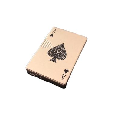 China Poker Shape Metal Lighter Flame Butane Gas Lighter Lighters Direct Windproof Flame Windproof for sale