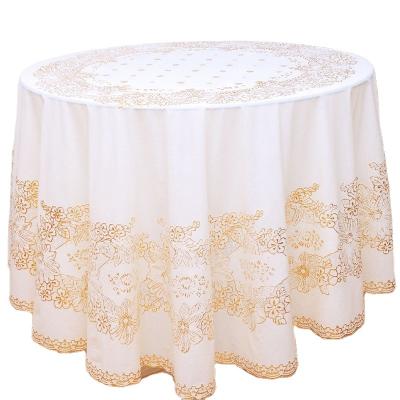 China Washable Seasonal Christmas Table Decorative Cloths For Sale Solid Round Table Cloth White Wedding Tablecloths Wholesale Hand Embroidery for sale