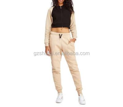 China Custom Made Antibacterial All Cotton Women Sweatsuit /Cotton/Polyester Comfortable Wholesale Fleece Tracksuit Wholesale H-2193 for sale