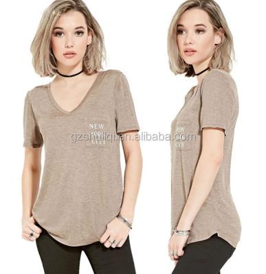 China Professional Custom Made Plain Wholesale Ladies T-shirt Women's Anti-pilling Anti-pilling T-shirts With Pocket for sale