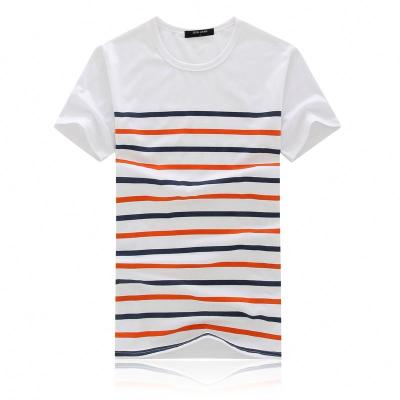 China Anti-pilling Green Stripe White Mens T-Shirt for sale