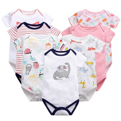 China Europe and America Summer White Cotton Baby Bodysuit Newborn Baby Rompers Infant Plain White Custom Short Sleeve Baby Jumpsuit for sale