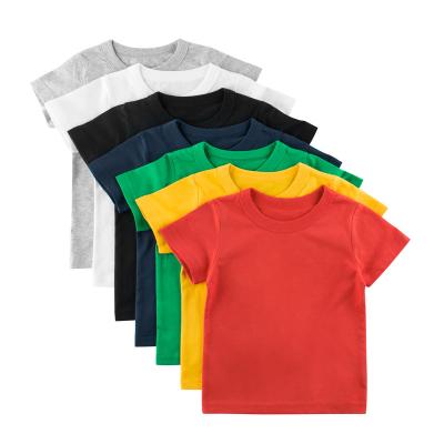 China Solid Color Breathable Custom Printing Summer Fashion Baby Boy Short Sleeve T Shirts Boys Clothing for sale