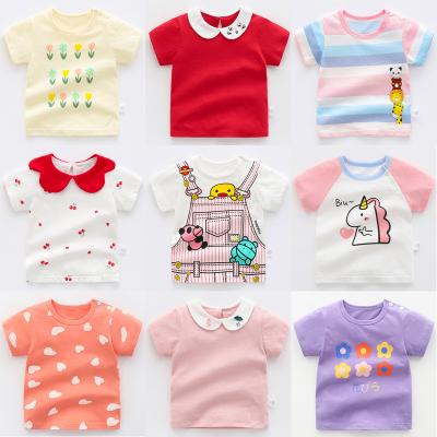 China Boutique Children's Fashion Clothes Anti-Shrink Boutique Children's Cute Little Girls Summer T-shirt Round Neck Print Tops for sale