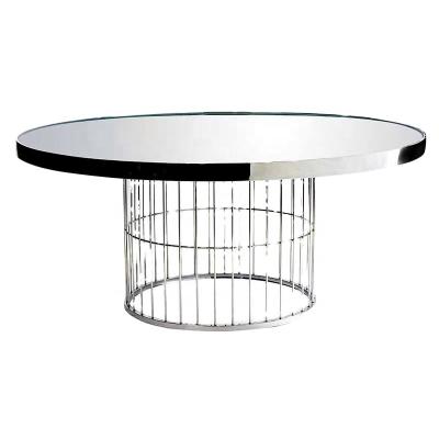 China Modern Wedding Events Stainless Steel Frame Mirror Glass Top  Round Dining Tables for sale