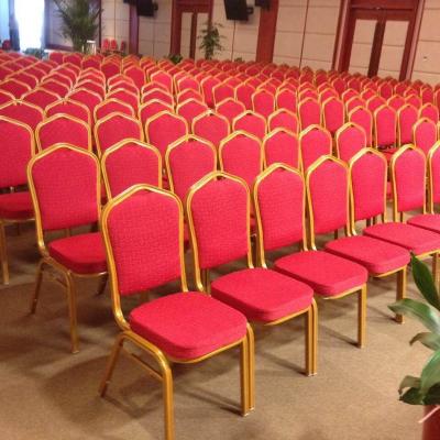 China Contemporary Wholesale Cheap Fancy Luxury Stackable Rental Gold Metal Iron Steel wedding Banquet hotel Chairs for sale