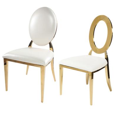 China Modern Luxury modern gold stainless steel round back dining banquet chair for wedding for sale