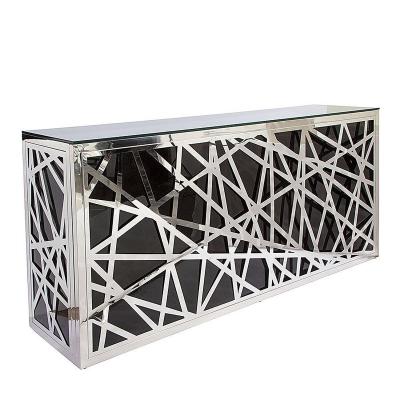 China Modern Distinctive Outdoor Events Silver Stainless steel Mirror Glass Bar Counter Design for sale