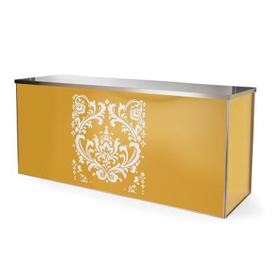 China Modern Outdoor Events Stylish Portable All Gold Mirror Stainless Steel Bar Table for sale