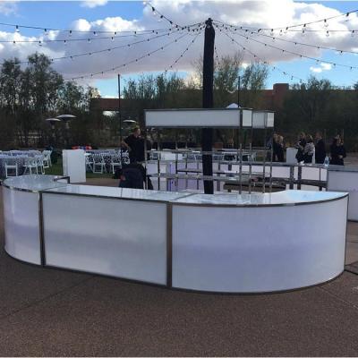 China Modern Modern Events Outdoor Wine Party LED Lights Curved White Acrylic Bar Table for sale