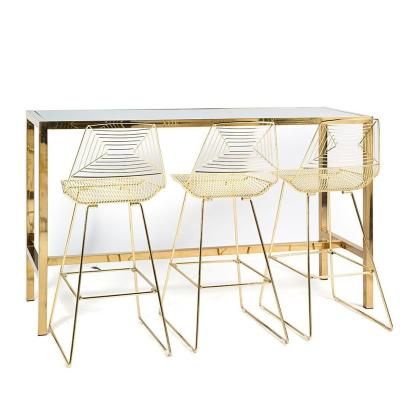 China Modern Simple Minimalist Design Long Narrow Gold Console Long Narrow Bar Tables for sale