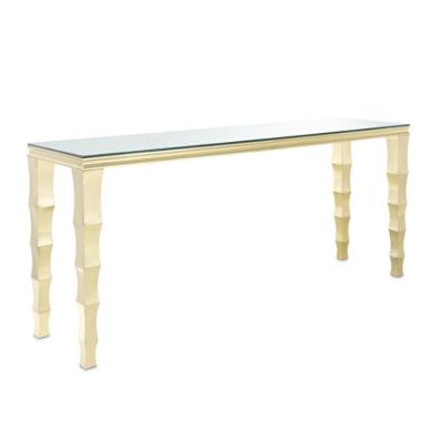 China Modern Modern Simple Long Console High Bar Gold Bamboo legs Mirror Top Horizon Bar Table for sale