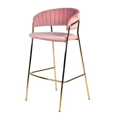 China High-quality Luxury Nordic Kitchen Modern Bar Stool Cafe High Chair Black And Gold Velvet Bar Stools for sale