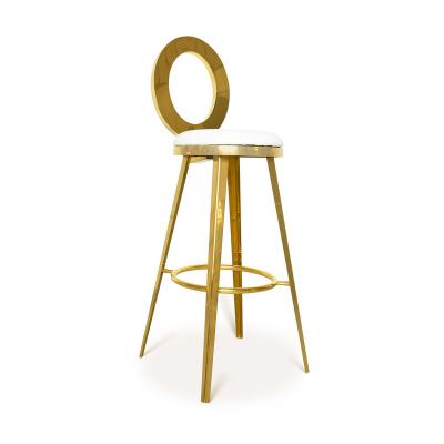 China High-quality Best Selling Luxury Event Party Chairs Furniture Gold Metal Oval Back Bar Stools for sale