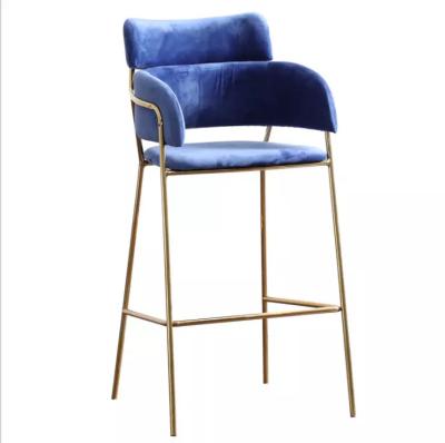 China High-quality Nordic Light luxury Gold Stainless Steel Velvet Leather Kitchen Modern Bar Chairs for sale