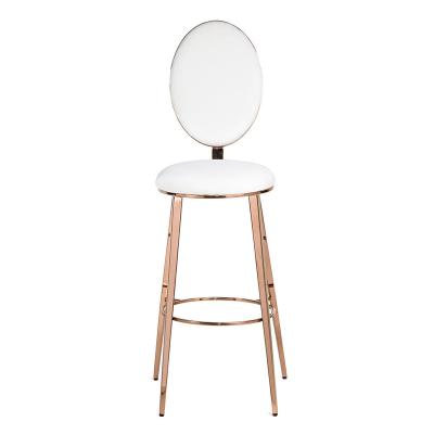 China High-quality Classic Stainless Steel Gold Round Oval Back White Leather Outdoor Bar Stools for sale