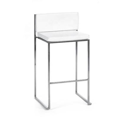 China High-quality Polished Stainless Steel White Leather Back Seat Paramount High Bar Stools for sale