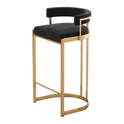 China High-quality Modern Luxury Stainless Steel High Foot Stool Counter Chair For Hotel Cafe Home Black Bar Chairs for sale