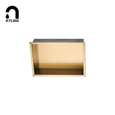 China Modern Custom Bathroom Wall Part Recessed Shower Shelves Titanium Stainless Steel Niche for sale