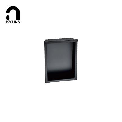 China Modern Most Popular Bathroom Storage Metal Box Wall Mounted Black Titanium Shower Niche for sale