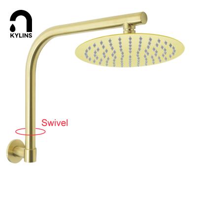 China Without Diverter Designer Wall Mounted Shower System Rainfall 360 Pivot Shower Arm Gold Rain Shower Set for sale