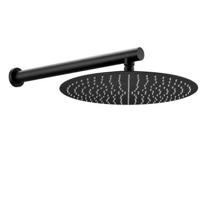 China Needle Free Matt Black Round 8 10 12 Inch Rainfall Shower Head With WELS WaterMark Shower Arm Shower Set for sale