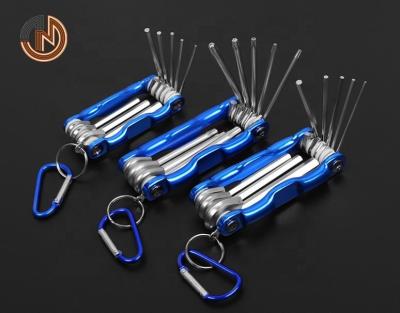 China Portable Foldable Hexagon Countersunk Head Tool Kit Plum Allen Wrench Key Combination Repair Hardware Tools Kit for sale