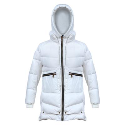 China Long Style Women Winter Coat Breathable White Stripper Down Jacket for sale