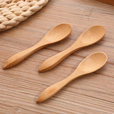 China Wooden Small Spoon Mini Eco-Friendly Bamboo Spoon Baby Mini Coffee Spoon Wooden Ice Cream With Laser Engraving Logo for sale