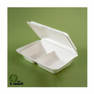 China Modern Square Bagasse Biodegradable Disposable Food Packaging Lunch Box Environmental Friendly Tableware for sale