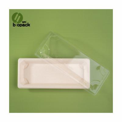 China 100% Biodegradable Modern Sushi Tray Disposable Sugarcane Food Packaging Tableware Sushi Tray for sale