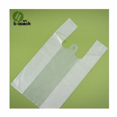 China Supermarket Shopping Bag Compostable Eco-friendly Cornstarch T-shirt Plastic Bag Supermarket Shopping 100% Biodegradable for sale