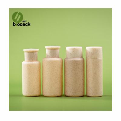 China 100% Wheat Straw Cover Type Cosmetic Customizable Biodegradable Round Size Skin Care Bottle for sale